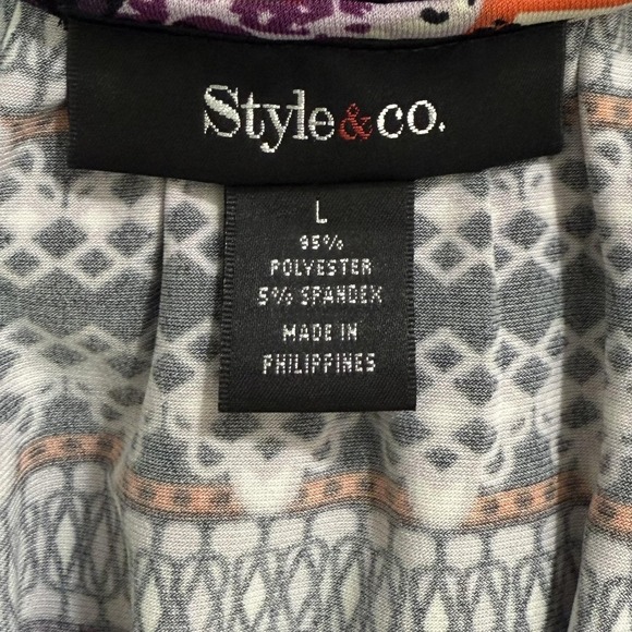 Style & Co Top Women's Large Black Multicolor Boho Floral Medallion Tunic Shirt - Picture 5 of 8